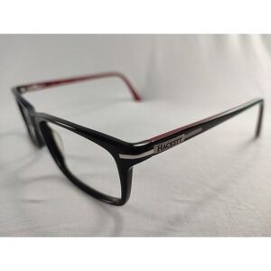 Hackett London HEK 1130 01 Black Red Rectangular Eyeglass Frames 58-18-150